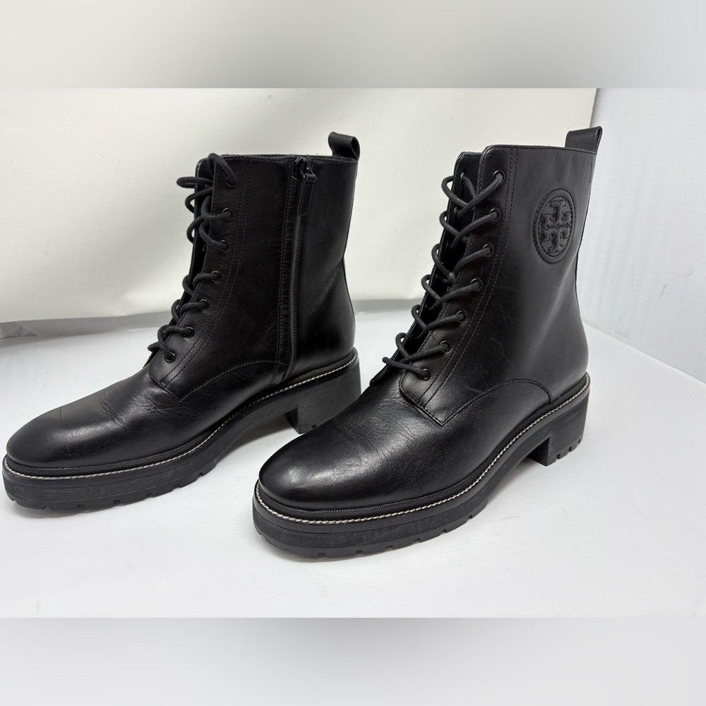 Tory Burch Miller Lug Sole Leather Bootie In Perfect Black - Size 11M